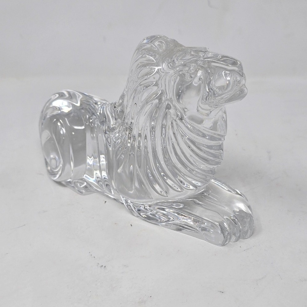 Vtg Waterford crystal Resting Lion sculpture figurine art glass paperweight